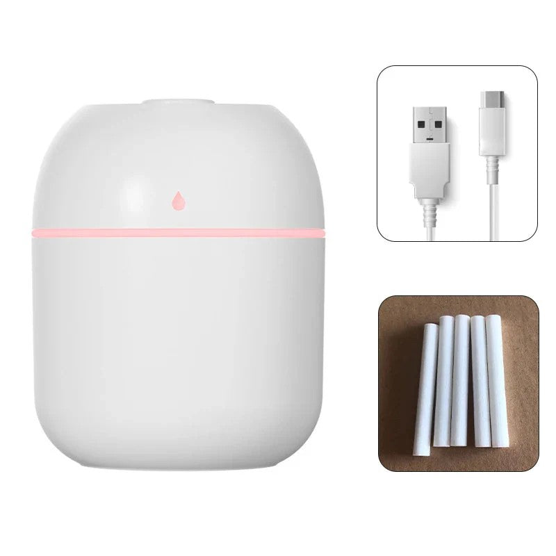 Portable USB Ultrasonic Air Mini Humidifier Diffuser with LED Lamp - Car Purifier Aroma Mist Maker for Home & Travel